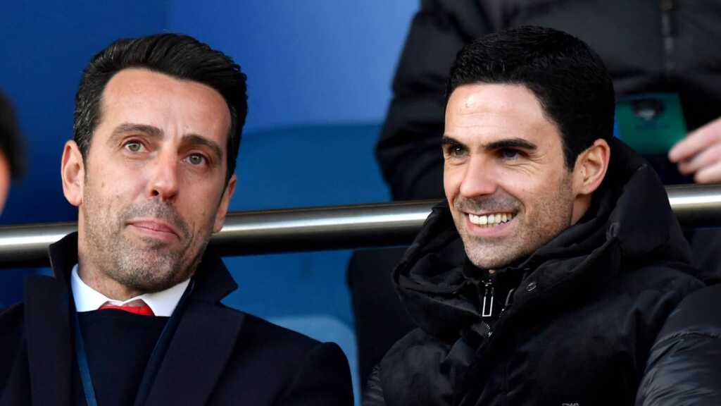 Arsenal's Technical Director Edu and Coach Arteta