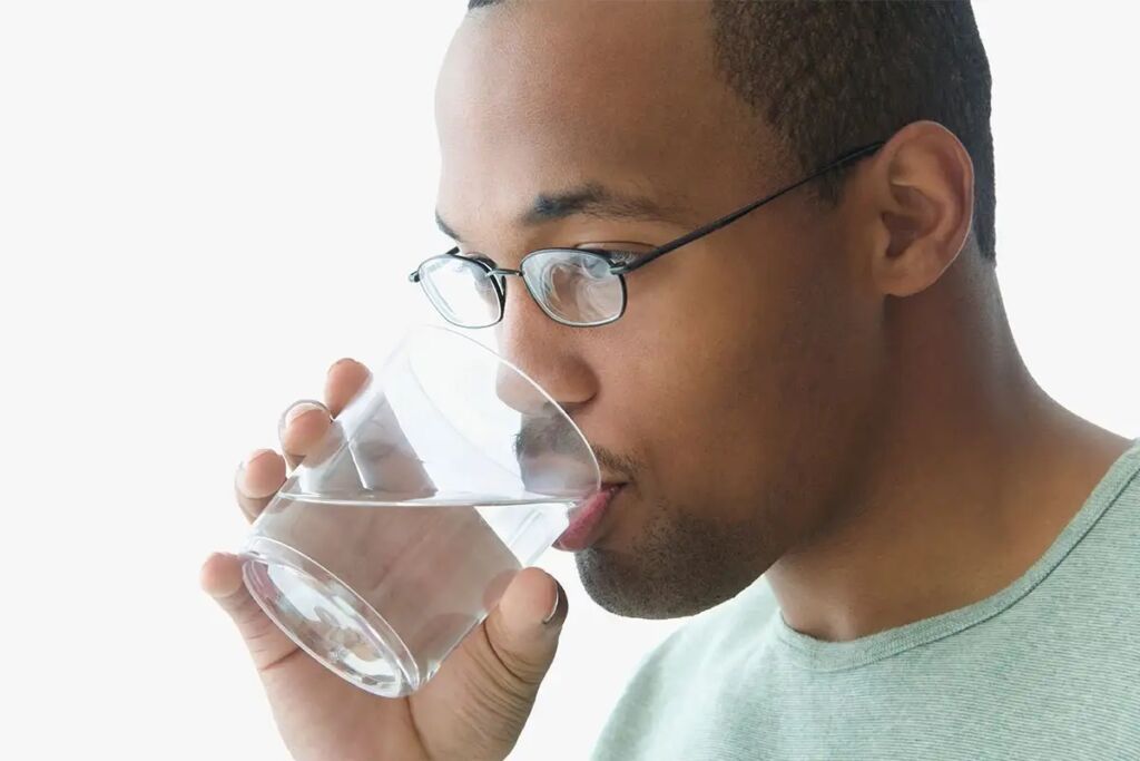 man drink water
