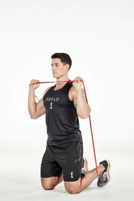 Resistance Band Kneeling Shoulder Press