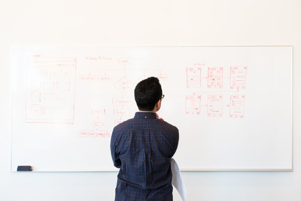 man Facing Whiteboard 