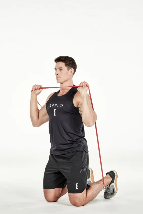 Resistance Band Kneeling Shoulder Press