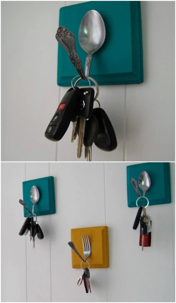 Repurposed Silverware Key Hooks