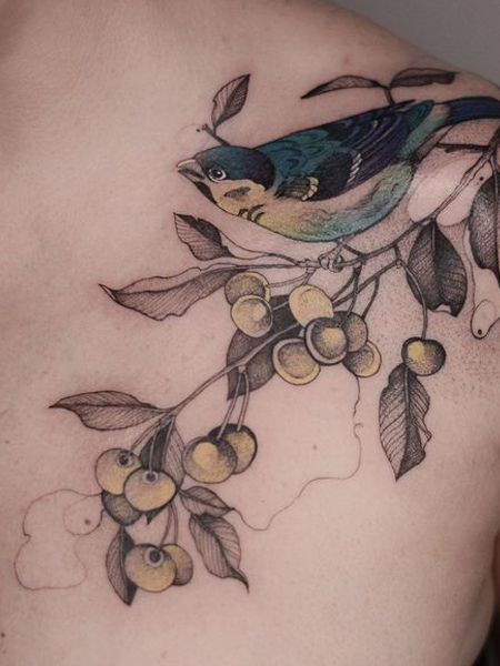 Collarbone Bird Tattoo