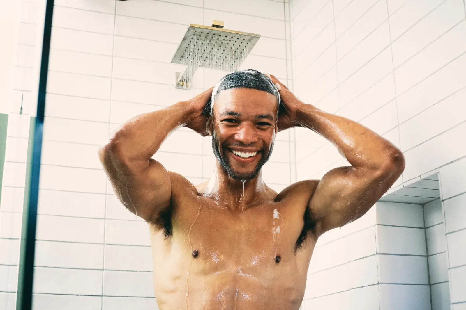 man taking shower 