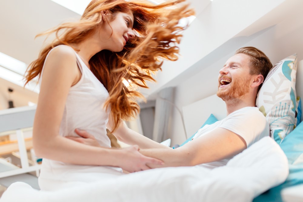 A Romantic Couple on the Bed 