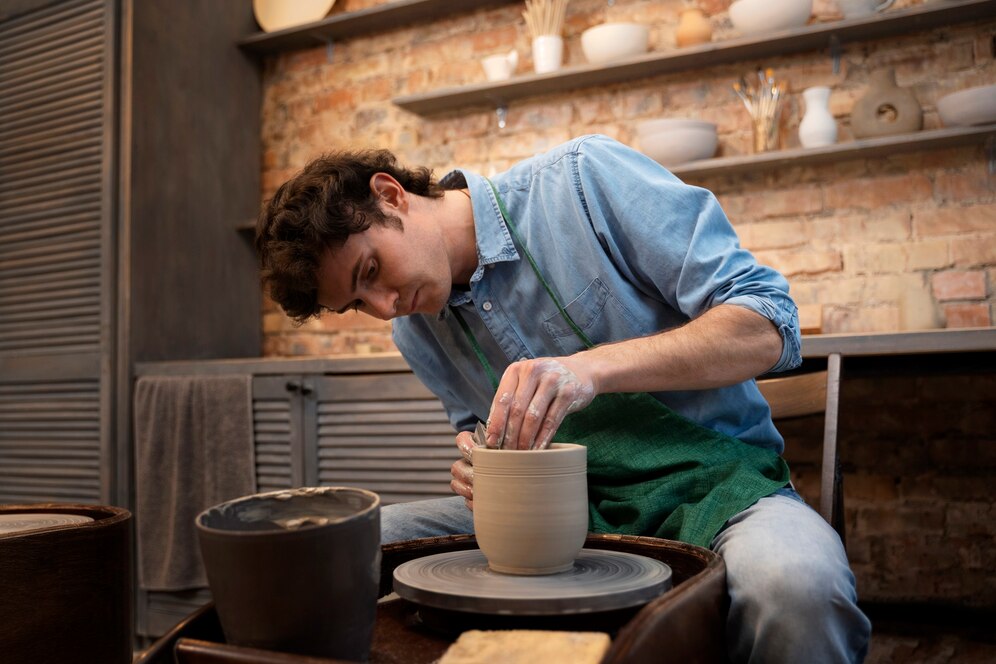 man doing pottery 