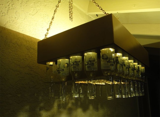 Beer Bottle Chandeliers