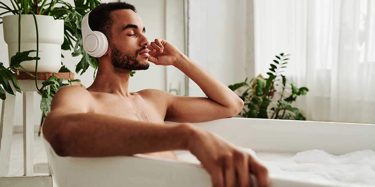 man in bathtub